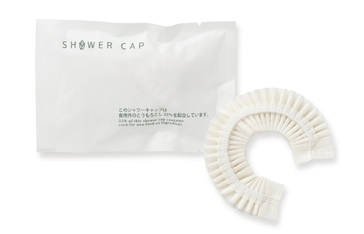 Shower cap made using 55% corn starch